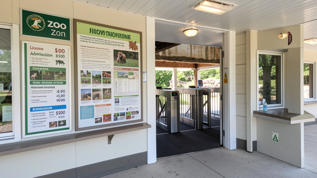 Zoo ticket window with admission prices