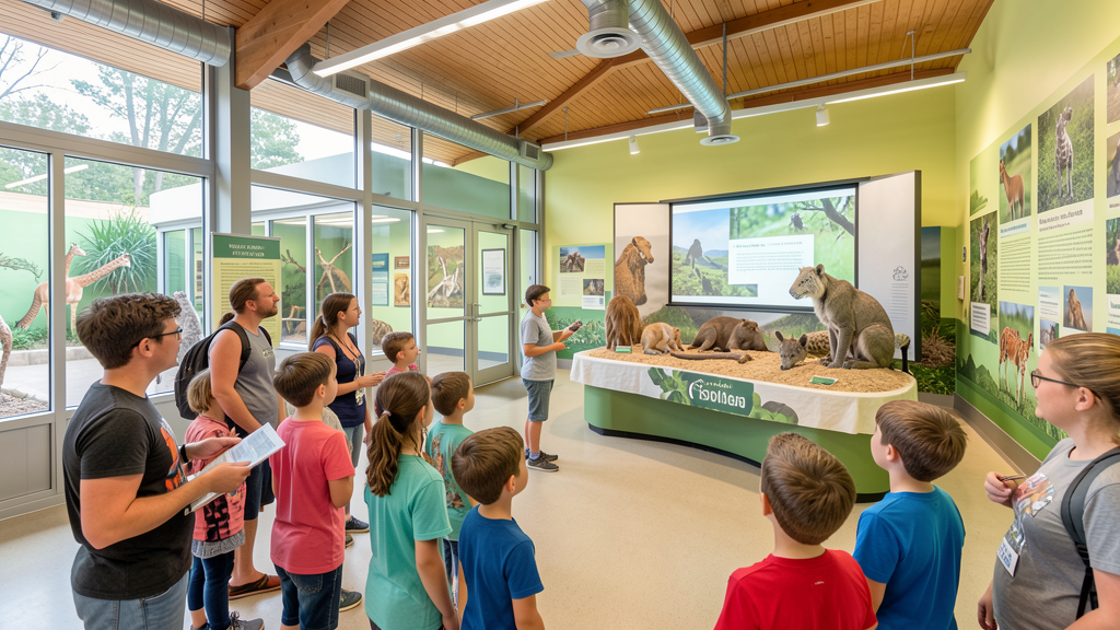 Zoo education center with wildlife conservation presentation